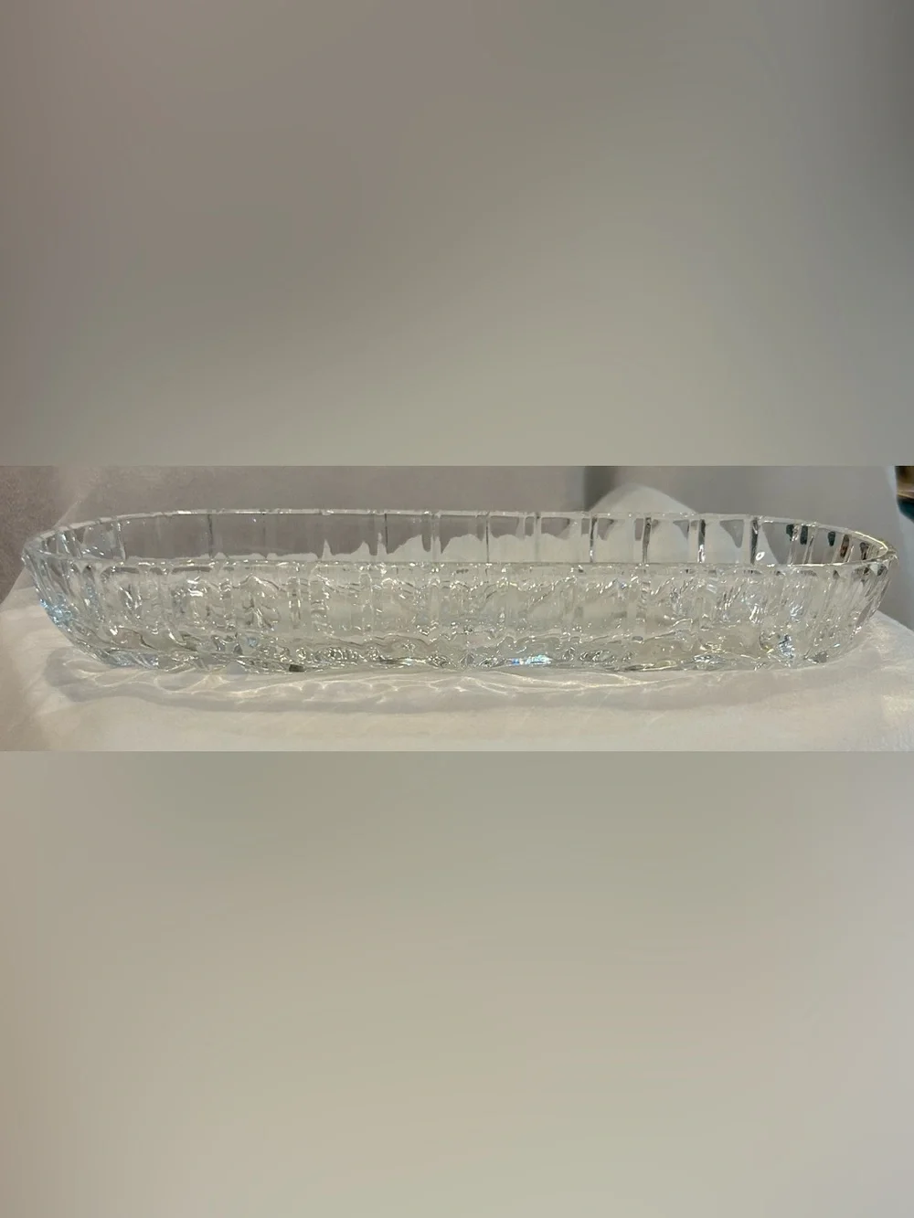 Vintage Starburst/Star of David Design Cut Clear Glass 9” Oblong Serving Dish